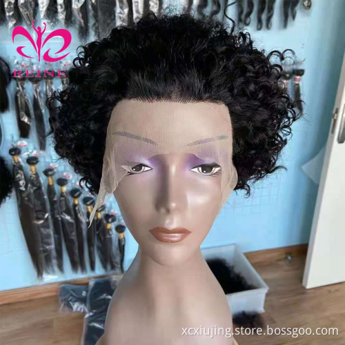 Virgin Human Hair Short Wigs,Cambodian Cuticle Aligned Wholesale Price Wigs 13*4*1 T part  Lace Front Pixie Cut Wig